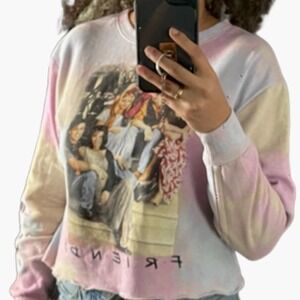 Friend Cropped Long Sleeved Tie Dye Pullover Sweatshirt